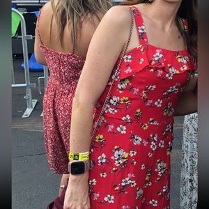 Flattering red floral jumpsuit